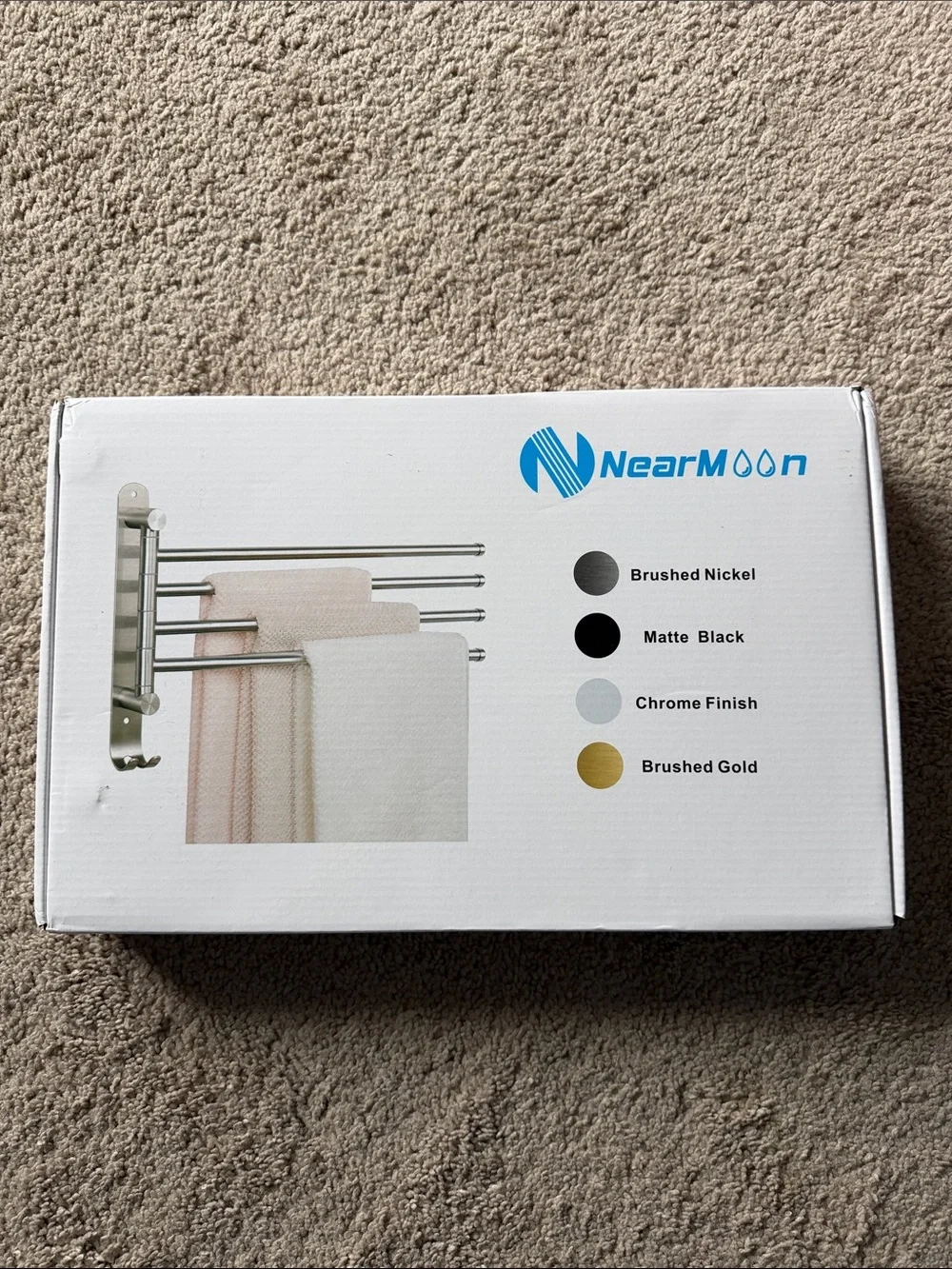 Stainless Steel 4-Arm Swivel Towel Rack with Hooks - Brushed Nickel